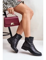 Zateplené dámské boty na plochém podpatku černé Labise