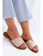 Dámské ploché nazouváky s ozdobným detailem V béžové Nelmira