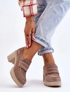 Polobotky na podpatku 20125 béžové - Step in style