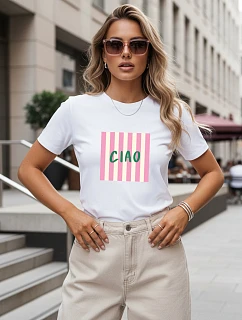 Dámské bavlněné tričko s nápisem CIAO, bílé, FashionStreet NX8011RY