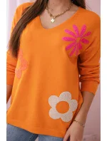 Svetrová halenka s květinovým vzorem pomeranč