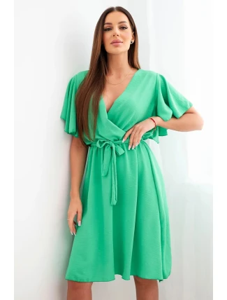 Šaty s překládaným výstřihem jasně zelená