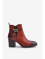 Dámské boty na podpatku s vyteplením a páskem hnědé Zinithia Dámské boty na podpatku s vyteplením a páskem hnědé Zinithia