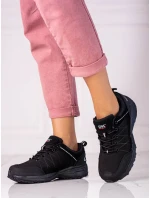 Exkluzívní černé  trekingové boty dámské bez podpatku