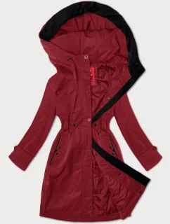Tmavě červená jednoduchá dámská bunda s kapucí LHD (LHD-24590)