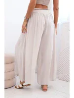 Dámské kalhoty z viskózy se širokými nohavicemi tmavě béžová