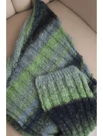 Dámský vlněný šál měkký a teplý v barevných pruzích KN19 zelený Dámský vlněný šál měkký a teplý v barevných pruzích KN19 zelený