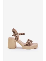 Zazoo 40386 Dámské Kožené Sandály Na Korku Leopardí Hnědo-Bežové