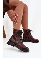 Kožené dámské workery s ozdobným detailem Maciejka K7180-01 hnědé