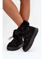 Sněhule s kožíškem a šněrováním Černé Sarivie