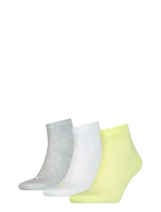 Unisex ponožky 906978 Quarter Soft A'3 šedo-bílo-žluté - Puma