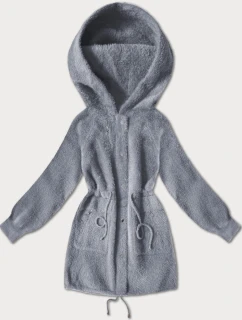 Šedá vlněná bunda typu alpaka (W017#)