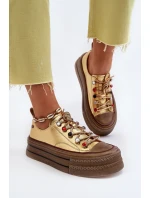 Dámské tenisky na platformě GOE NN2N4055 Zlaté Dámské tenisky na platformě GOE NN2N4055 Zlaté