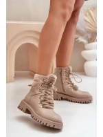 Zateplené botky traperky na zip z eko kůže béžové Willatta