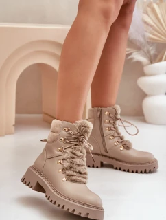 Zateplené botky traperky na zip z eko kůže béžové Willatta