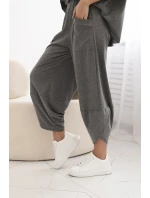 Bavlněný komplet halenka + kalhoty Grafit