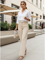 Dámské džíny s vysokým pasem a širokými nohavicemi béžové FashionStreet UY2955