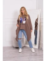 Halenka s oversize potiskem mocca