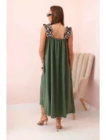 Dámské šaty s ramínky s leopardím potiskem khaki