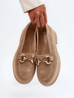 Zazoo 3429 Semišové Dámské Mokasíny S Ozdobou Beige