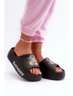 Lehké Dámské Žabky na Hrubé Podrážce s Medvídkem Pianové Černé Serefina