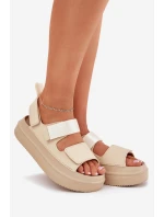 Dámské sandály na platformě se suchým zipem béžové Nitepira