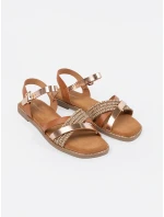 Klasické  sandály hnědé dámské na plochém podpatku