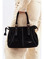 Kožená kabelka z ekologického semiše černá Vessia