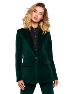 M643 Sametové sako s jedním knoflíkem - zelené