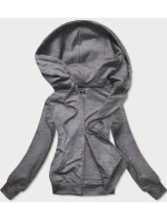 Tmavě šedá tenká rozepínací dámská mikina s kapucí (W08-5) Tmavě šedá tenká rozepínací dámská mikina s kapucí (W08-5)