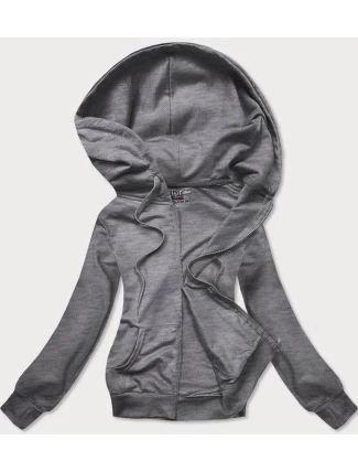 Tmavě šedá tenká rozepínací dámská mikina s kapucí (W08-5) Tmavě šedá tenká rozepínací dámská mikina s kapucí (W08-5)