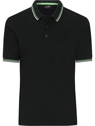 Daiber JN 1306 Pánské těžké piqué polo s proužky 02.1306 black/white/lime green