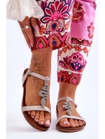 Kožené sandály s ozdobným hadem S.Barski KV-5541-42 Béžový