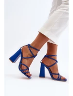 Moderní Sandály Na Podpatku Modré Josette