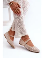 Ekologické semišové baleríny zdobené béžovými kamínky Tinara Ekologické semišové baleríny zdobené béžovými kamínky Tinara