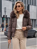 Dámská zimní prošívaná bunda s kožešinou, světle hnědá, FashionStreet TY5831 Dámská zimní prošívaná bunda s kožešinou, světle hnědá, FashionStreet TY5831