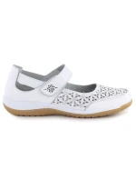 Dámská kožená prolamovaná polobotka na suchý zip bílá Jezzi 9763