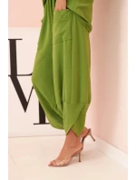 Komplet z viskózy blůza + kalhoty olivová