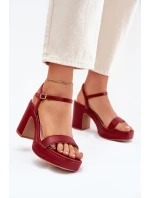Eko kožené sandály na podpatku bordové Lillita