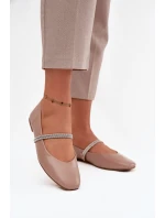 Dámské baleríny s lesklými pásky Ilirene – tmavě béžové