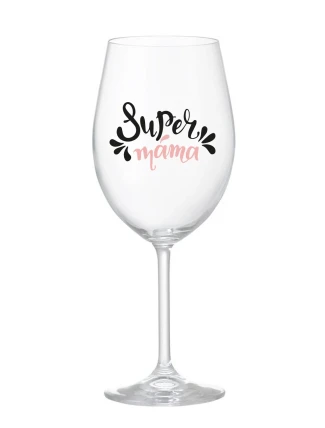SUPER MÁMA (SPECIÁLNÍ EDICE) - čirá sklenice na víno 350 ml SUPER MÁMA (SPECIÁLNÍ EDICE) - čirá sklenice na víno 350 ml