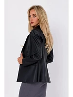 Dámské sako z umělé kůže  M748 černé - Moe