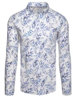 Pánská bílá košile s listy FashionStreet DX2640