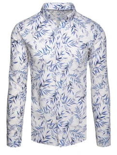 Pánská bílá košile s listy FashionStreet DX2640