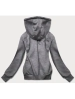 Tmavě šedá tenká rozepínací dámská mikina s kapucí (W08-5) Tmavě šedá tenká rozepínací dámská mikina s kapucí (W08-5)