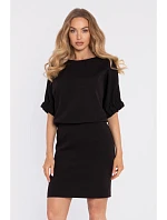 M904 Blůzové šaty s rozparkem na zádech - černé M904 Blůzové šaty s rozparkem na zádech - černé