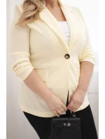 Dámská blazer z viskózy Plus Size s dlouhým rukávem a límcem citronová