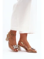 Transparentní Sandály Na Podpatku Zlaté SBarski MR1037-43 Transparentní Sandály Na Podpatku Zlaté SBarski MR1037-43