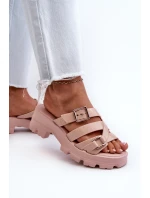 Vonné Dámské Pantofle Na Nízkém Podpatku ZAXY NN285044 Růžové Vonné Dámské Pantofle Na Nízkém Podpatku ZAXY NN285044 Růžové