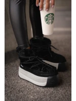 Dámské Kožené Sněhule Na Silné Podešvi S Kožešinou Big Star OO274A206 Černé